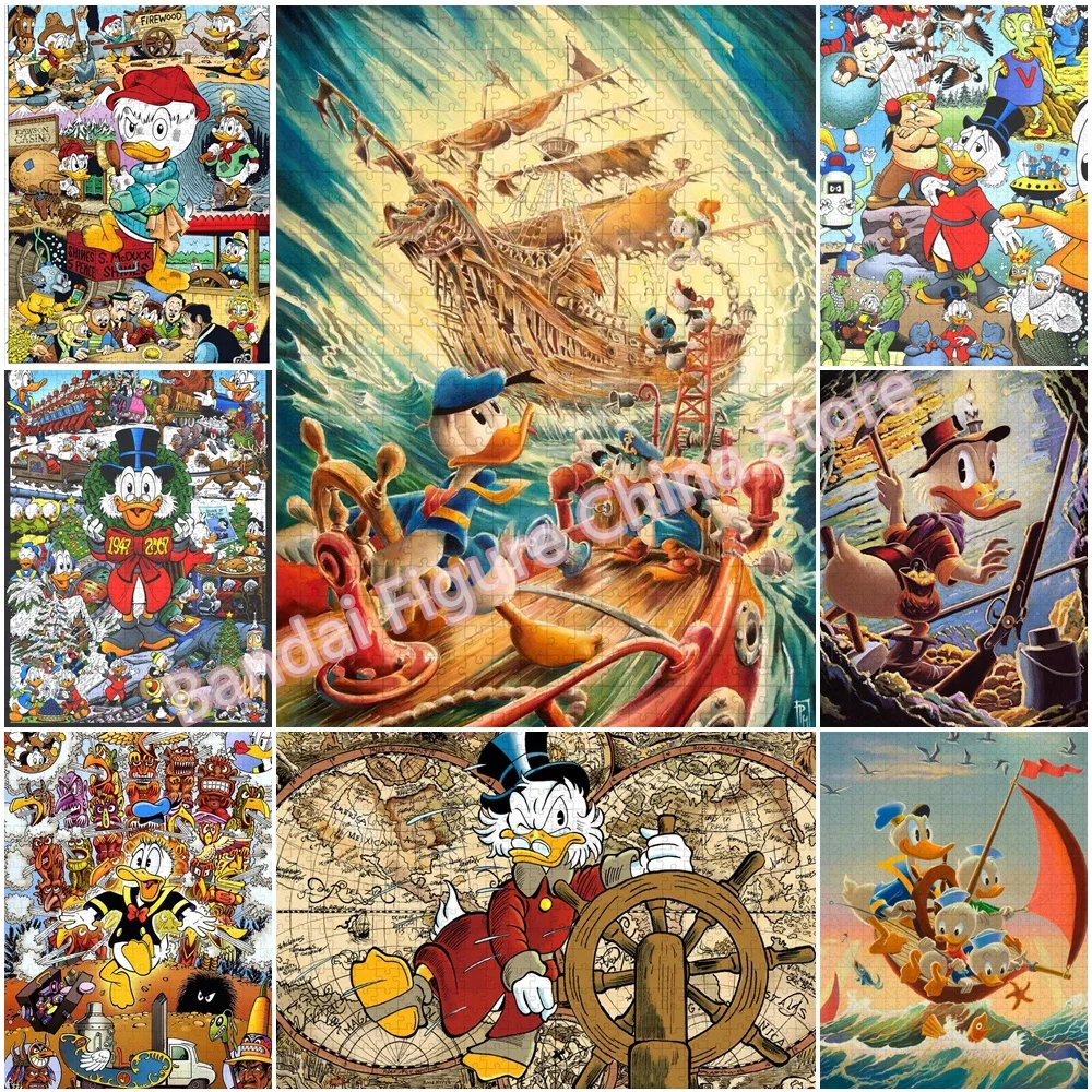 Donald Duck's Treasure Hunt Disney Cartoon Jigsaw Puzzle 300/500/1000 Pieces Billionaire Duck Scrooge Print Assembling Puzzles