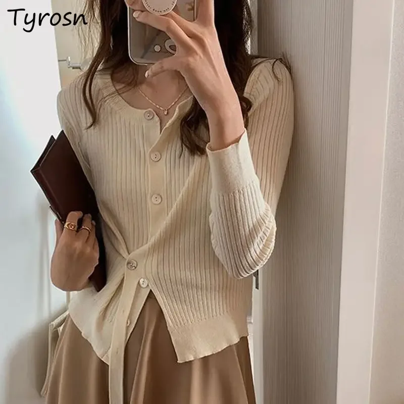 

Knitwear Top Female Design Sense Slim Niche Unique Irregular Sweater Autumn Spice Girl Top Long Sleeve Fashion Comfortable Soft