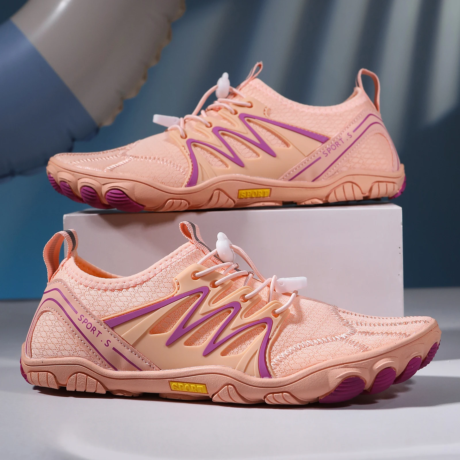 Bild 3: Rosa Barfuß-Wasserschuhe Unisex Schnelltrocknend Rutschfest für Yoga Fitness Strand Schwimmen