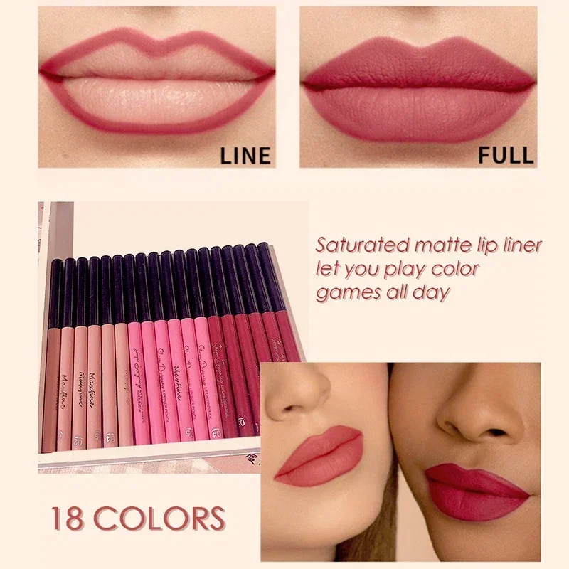 Lipstick Pencil Waterproof Sexy Red Matte Contour Tint Lipstick Lasting Non-stick Cup Lipliner Pen Lips Makeup Cosmetic 20 Color