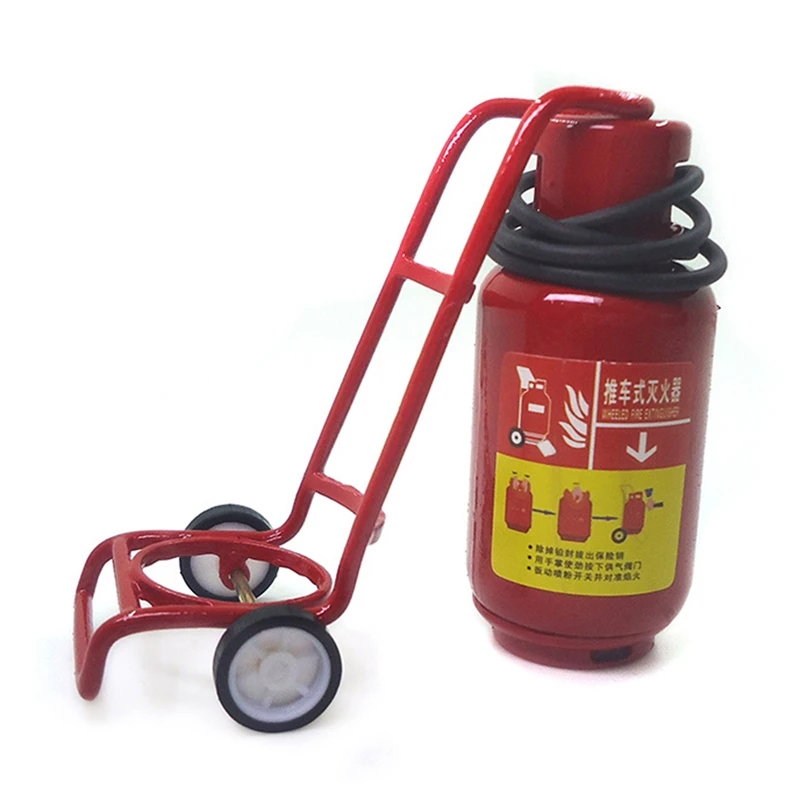 1/12 Scale Dolls House Miniature Fire Extinguisher+Trolley For Dollhouse Kitchen Pub Bar Living Room Classroom Decor Toy