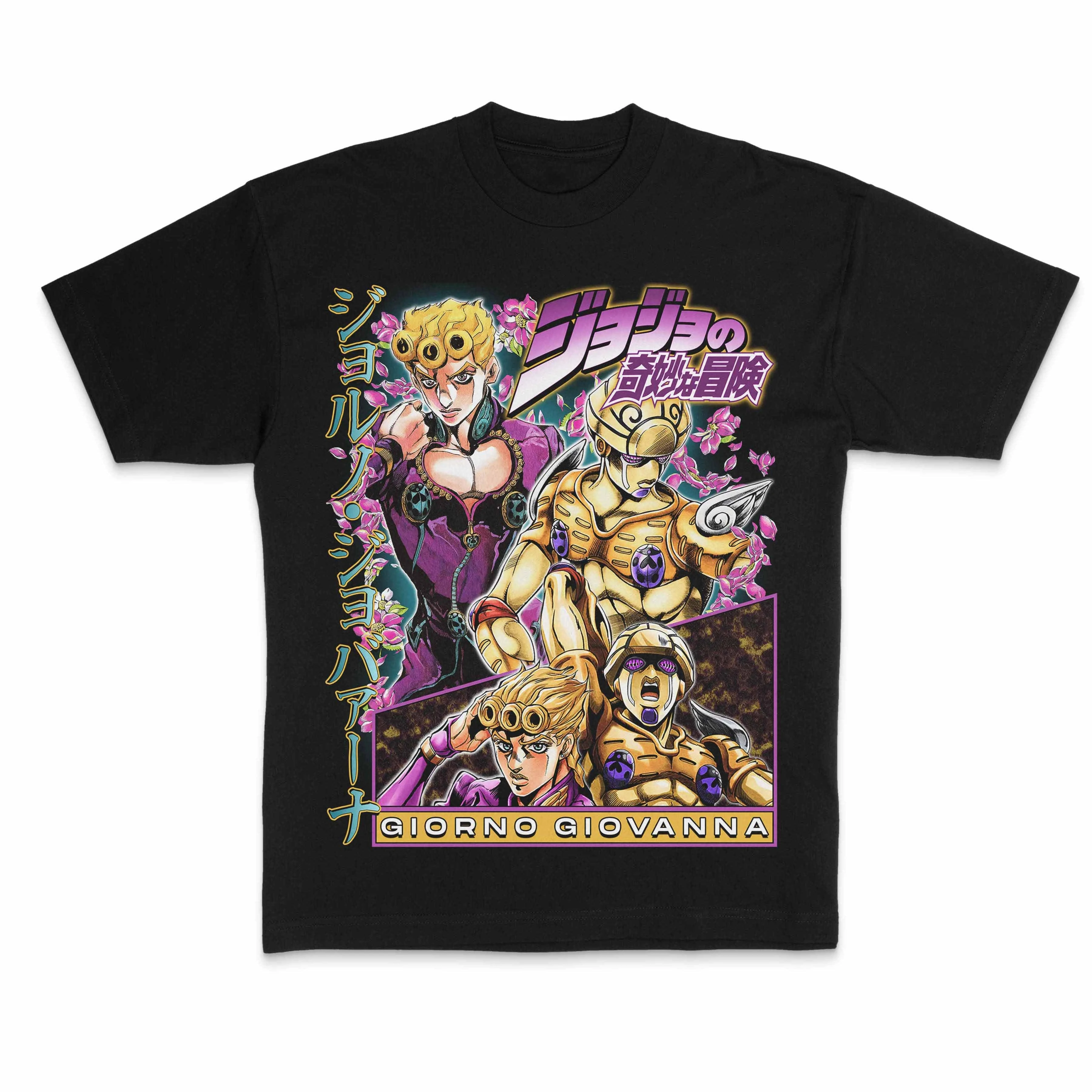 Giorno Giovanna Vintage Jojo's Bizarre Adventure Anime T-shirt Cotton Graphic Tee Men Women Summer Streetwear
