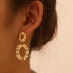 Stainless Steel Earrings Minimalist Design Fashionable Personalized Oval Dangle Earrings For Women Jewelry Commuter Daily Match