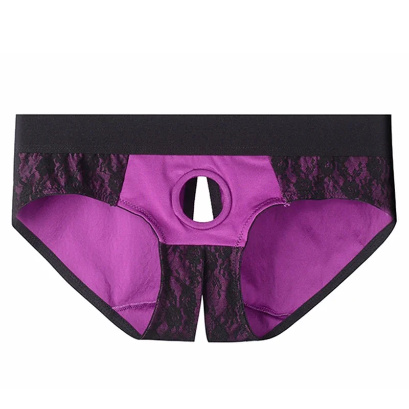 Unisex Strap On Harness Panties Lace Panty Strapless Underwear Strapon Briefs Crotchless