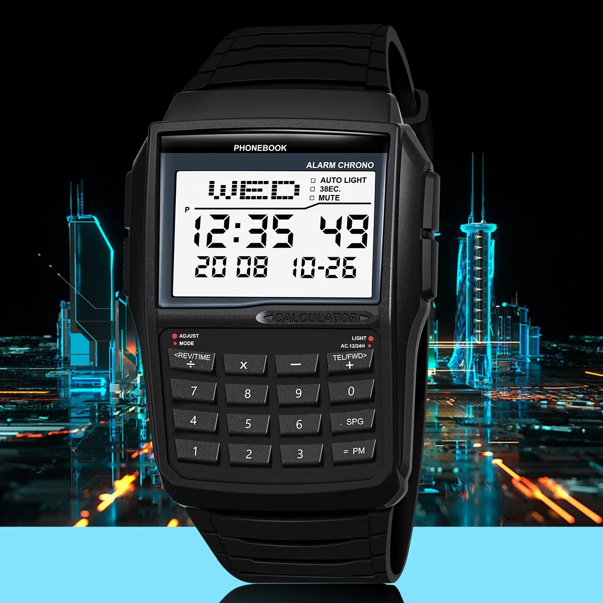 Men's Fashion Luxury Multifunctional LED Electronic Digital Calculator Watch Sports Watch Computer Style ﻿