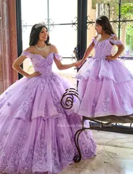 Exquisite Mexican Flower Girl Dresses 2024 Mini Quinceanera Dresses Purple 3D Floral Applique Ruffle Poncho فساتين سهرة