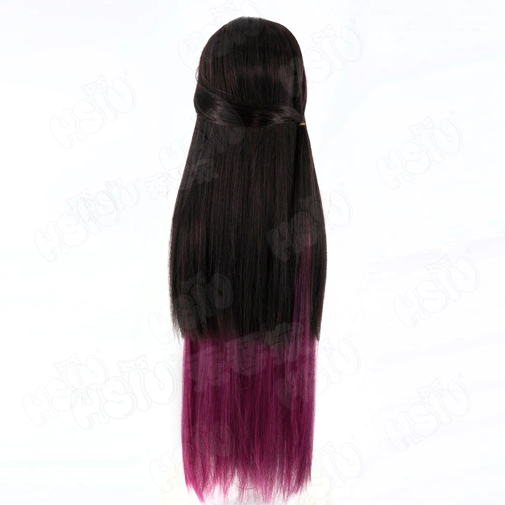 لعبة هونكاي ستار السكك الحديدية Helektra شعر مستعار تأثيري 100 سنتيمتر براون الأحمر التدرج أحمر رمادي أزرق الشعر شعر مستعار اصطناعي + غطاء شعر مستعار حفلة الهالوين شعر مستعار