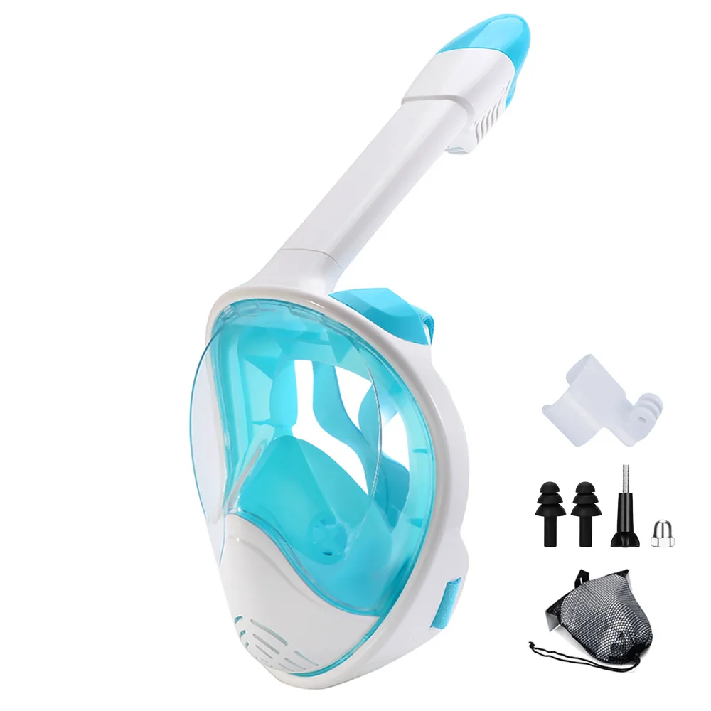 Volgelaatssnorkelmasker met afneembare camerahouder, snorkelen, zwemmen, duikmasker, breed zicht, anticondens, anti-lek voor volwassen jeugd