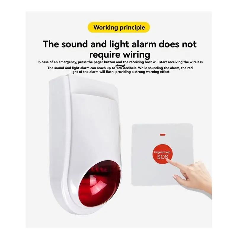 AAAEL-SOS Emergency Help One-Click Wireless Call Device For Disabled Persons Restroom Accessible Alarm Audible Visual Alarm EU E