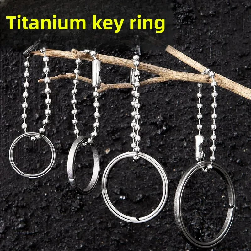 

【Two Pack】Titanium Alloy Key Ring Circle Pure Titanium Double Ring Bold Titanium Keychain Connecting