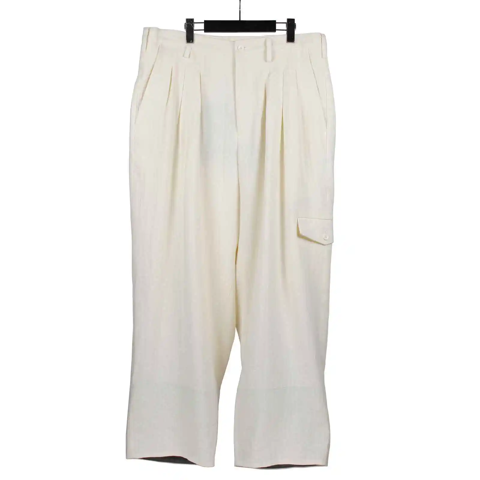 

TOP-YAMAMOTO японский оригинальный дизайн, темные маленькие профильные льняные свободные повседневные брюки прямого кроя