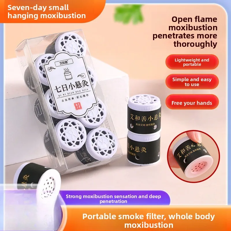 

7-Day Portable Moxa Stick Set, Mini Hanging Moxibustion Kit for Home Use, Reusable Mugwort Cone Travel Case