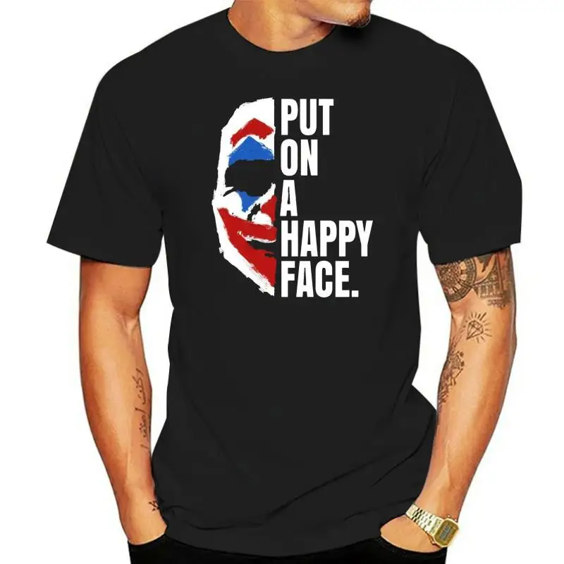 Футболка Joker надеть счастливое лицо на чёрную футболку Хоакина Феникса Nd044