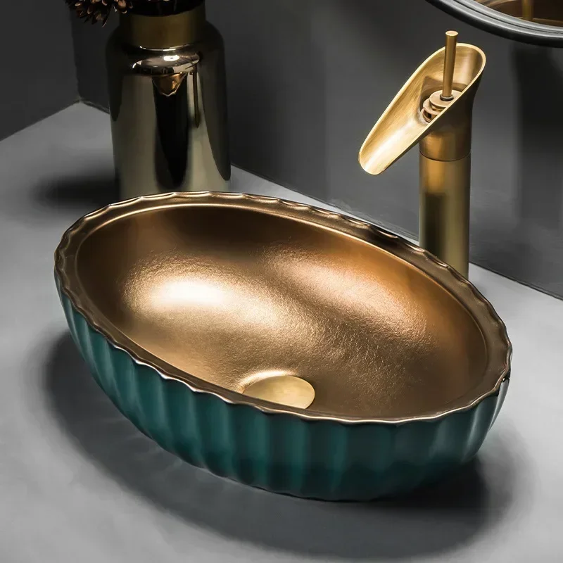 

Умывальник North Green Golden Art Table Basin для отелей класса люкс, гостиниц, B&B и домашнего использования