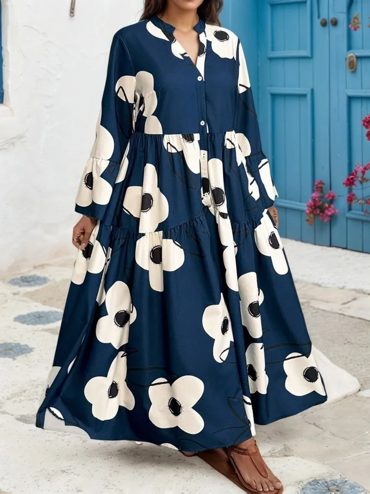 XL-4XL Plus Size Clothes Dresses Women Autumn Winter Robes Long Sleeve Street Style Casual 3XL Big Size Midi Dress Oversized view 2