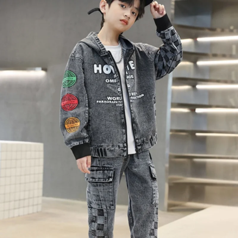 

Boys Coat +Pants Kids Suits 2PCS/Set Cotton 2024 Elegant Jean Spring Autumn Cotton Jogging Suit High Quality Children Clothing