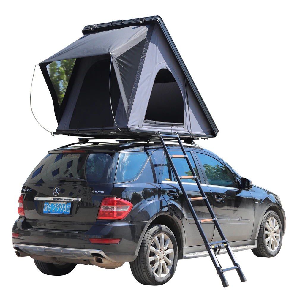 

New Design Light Weight Thick Triangle Hardshell Built Led Light Bar Aluminum Pop-Up Roof Top Tent Car Rooftop Tent Hardshellna