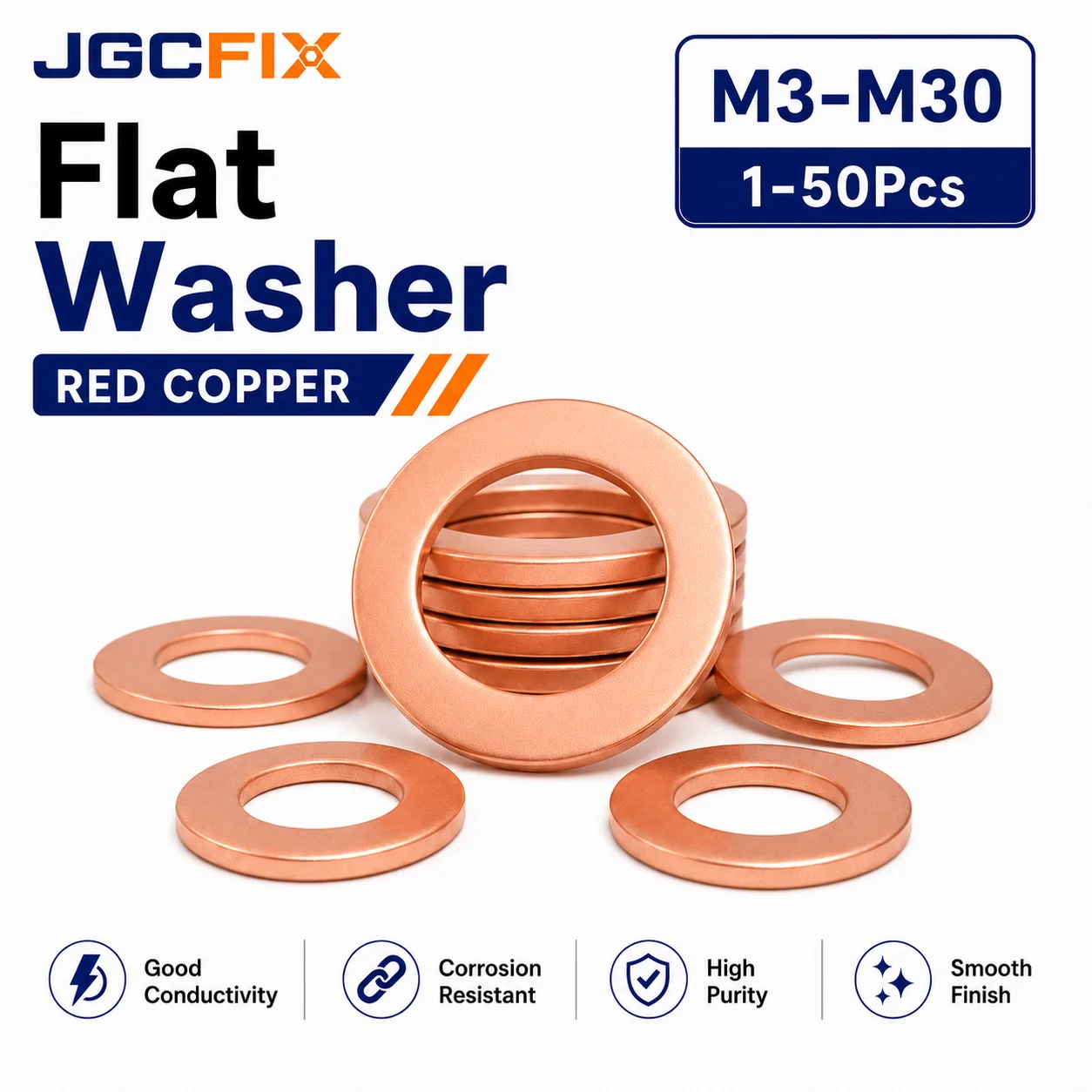 M3 M4 M5 M6-M30 Red Copper Washer Gasket Nut and Bolt Sealing Solid Gasket Pure Washers Flat Ring Seal Assortment For Sump Plugs