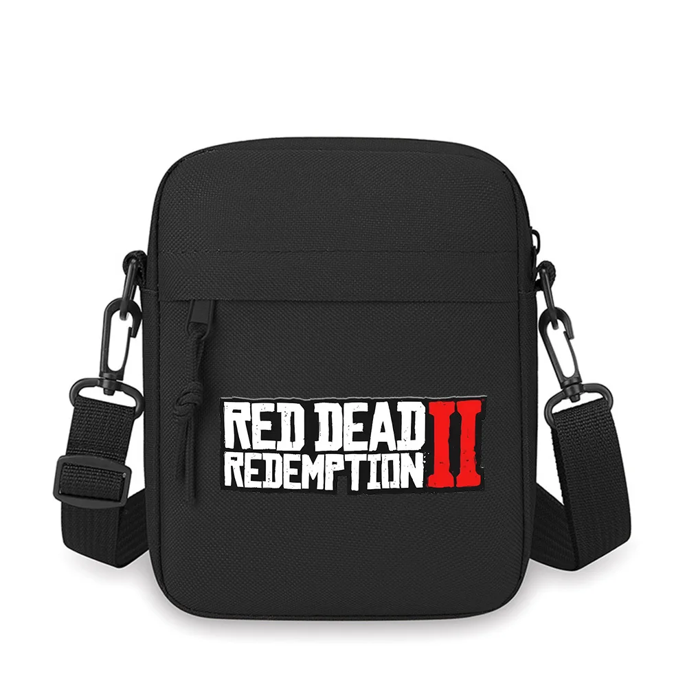 

Red Dead Redemption on a black background. Men Crossbody Bag Single Shoulder Women Cartoon Anime Film Printing Design Unisex