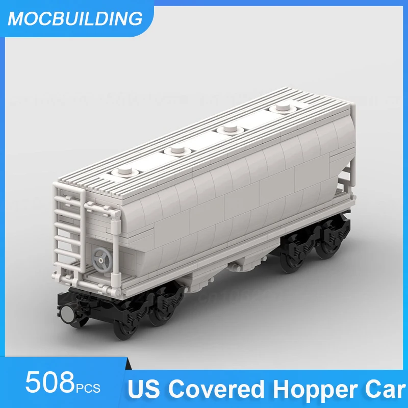 MOC Building Blocks US Covered Hopper Car Train Model DIY Assemble Bricks Transportation Collection Creative Display Toys Gifts