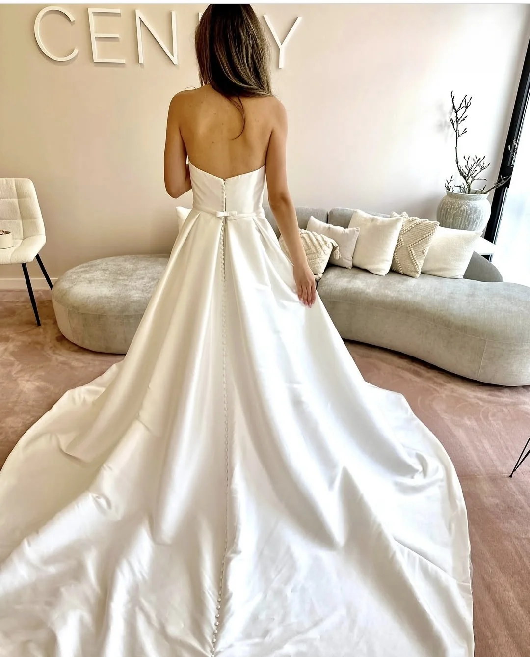 Sweetheart A-Line Floor length  Wedding Dress Side Slit For Women 2025 Backless Court Train Customize To Measures Robe 2025