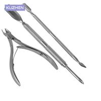 3 Pcs Stainless Steel Nail Cuticle Scissor Spoon Pusher Remover Nail Cutter Clipper Nipper Home Use Pedicure Foot Care Tool Set