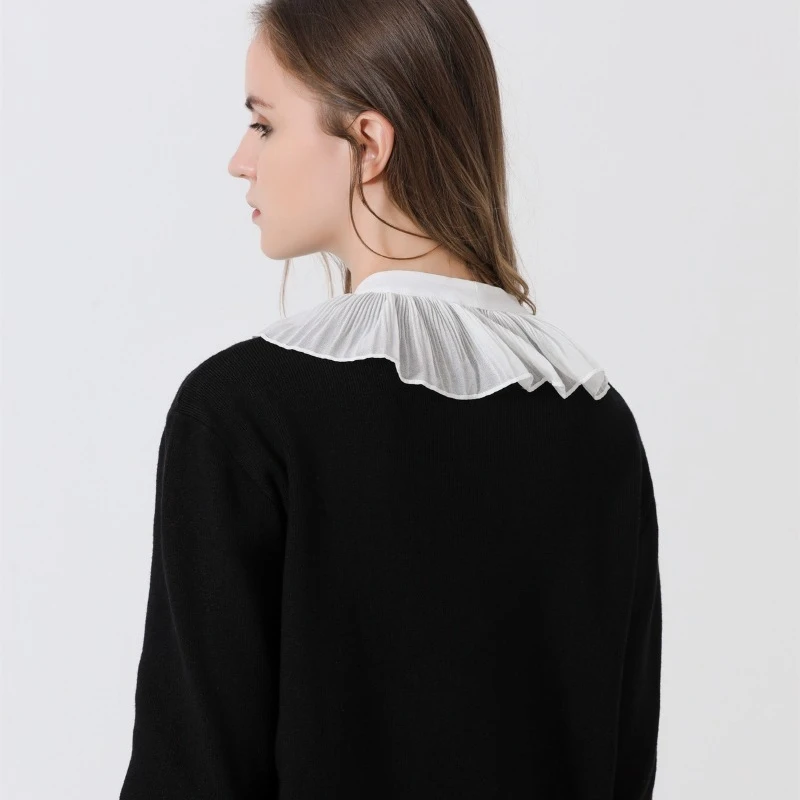 여자 여름 드레스 셔츠 여성을위한 분리형 칼라 어깨 랩 작은 케이프 가짜 칼라 흰색 레이스 거짓 칼라