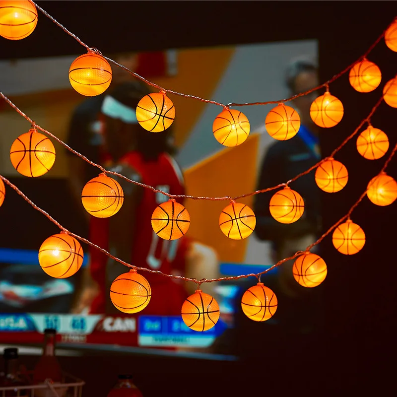 Fee-Lichterkette mit Sport-Basketball-Motiv, für Garten, Schlafzimmer, 1,5 m, 10 LEDs, Hängeleuchten für Kindergeburtstag, Babyparty, Party-Dekoration