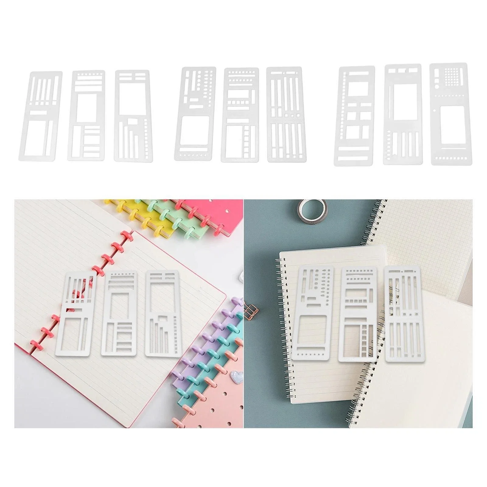 3 Pack Handmade Flexible Record Template – Multifunctional Mylar Stencils for Journal/Scrapbooking/Daily Planning & Drafting