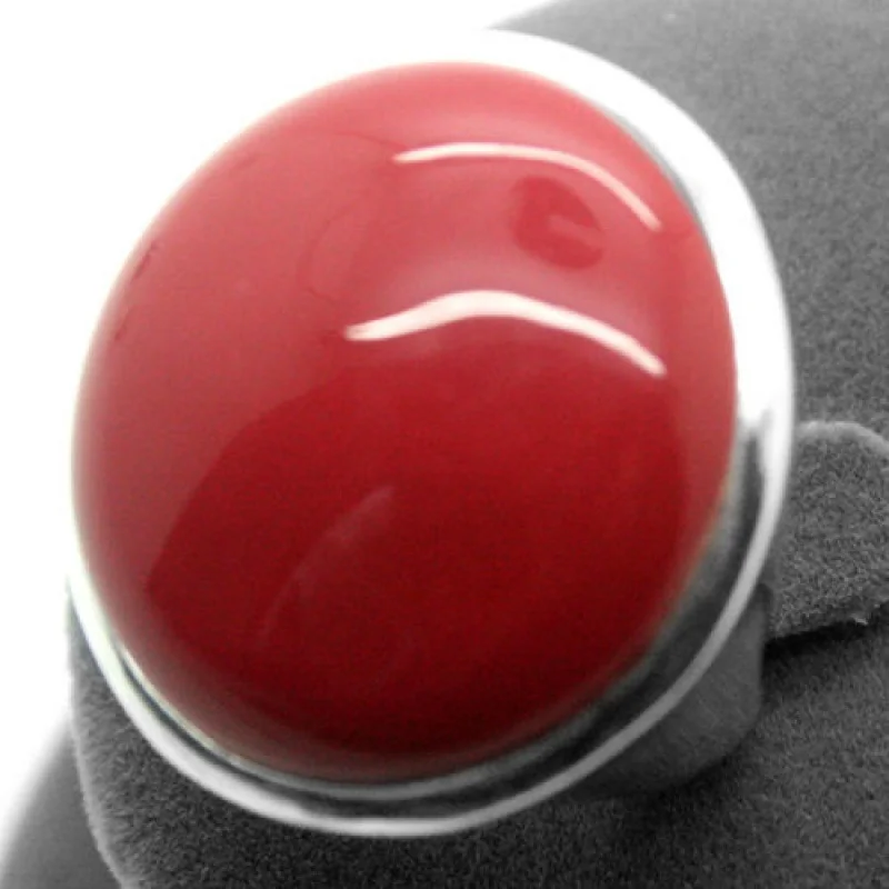 

Wholesale good Rare Red Coral 24mm 925 Silver Jewelry Ring Size 7/8/9/10 silver-jewelry