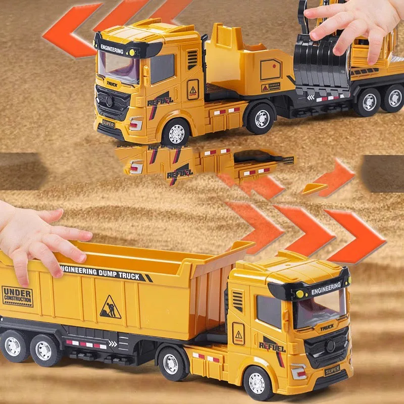 1PCS Truck 1:50 Simulated Alloy Engineering Dump Truck Model Excavator Mixer Toys Children's Engineering Truck Gift Holiday Gift