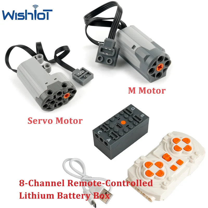 

M/Servo Motor Technology Building Blocks With Speed 8-way Lithium Battery Remote Control Programming MOC Bricks Power Parts Toys