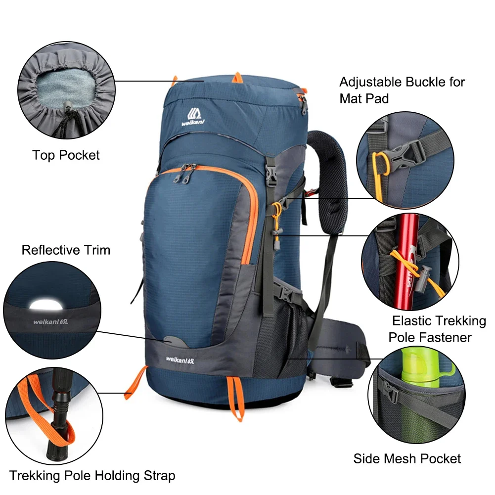 Picture 6: Climbing For Camping Hiking Outdoor Activities Traveling Hiking Backpack Traveling Backpack Knapsack Nylon 840g Mesh Back Panel