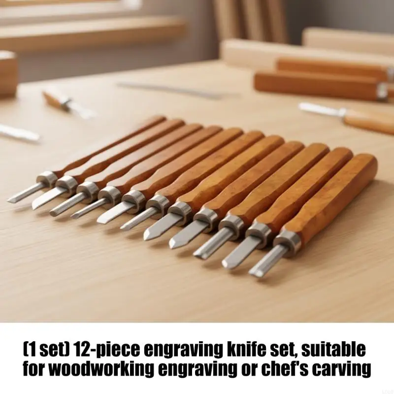 12Pcs Carving Cutter Set Handle Chisels Sets Woodworking Carving Set Art Carving Cutter Whetstone Woodworking