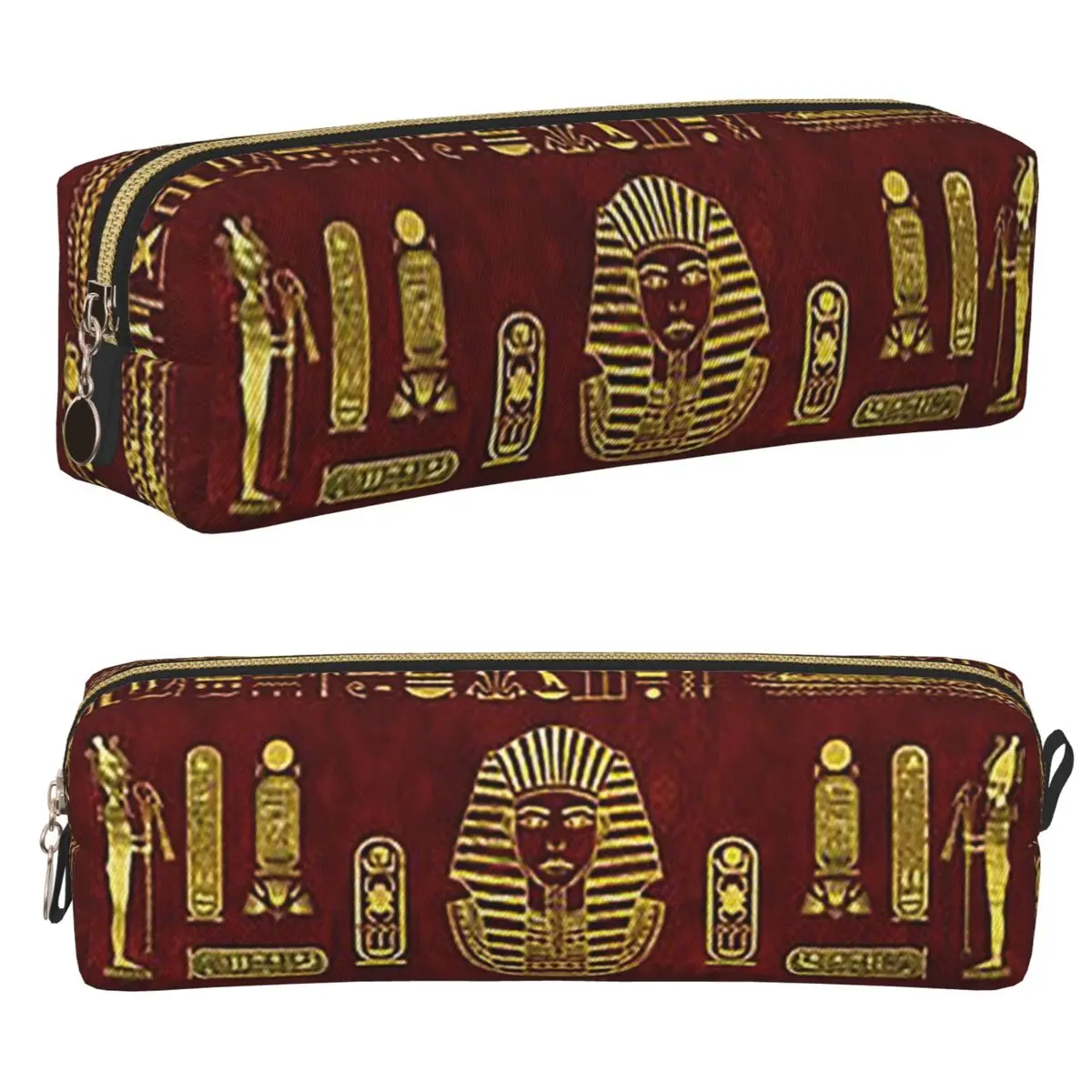 Goldene ägyptische Sphinx auf rotem Leder, Federmäppchen mit großem Fassungsvermögen, Stifttaschen, Stiftbox für Jungen und Mädchen, Schul-Federmäppchen, Kosmetiktasche