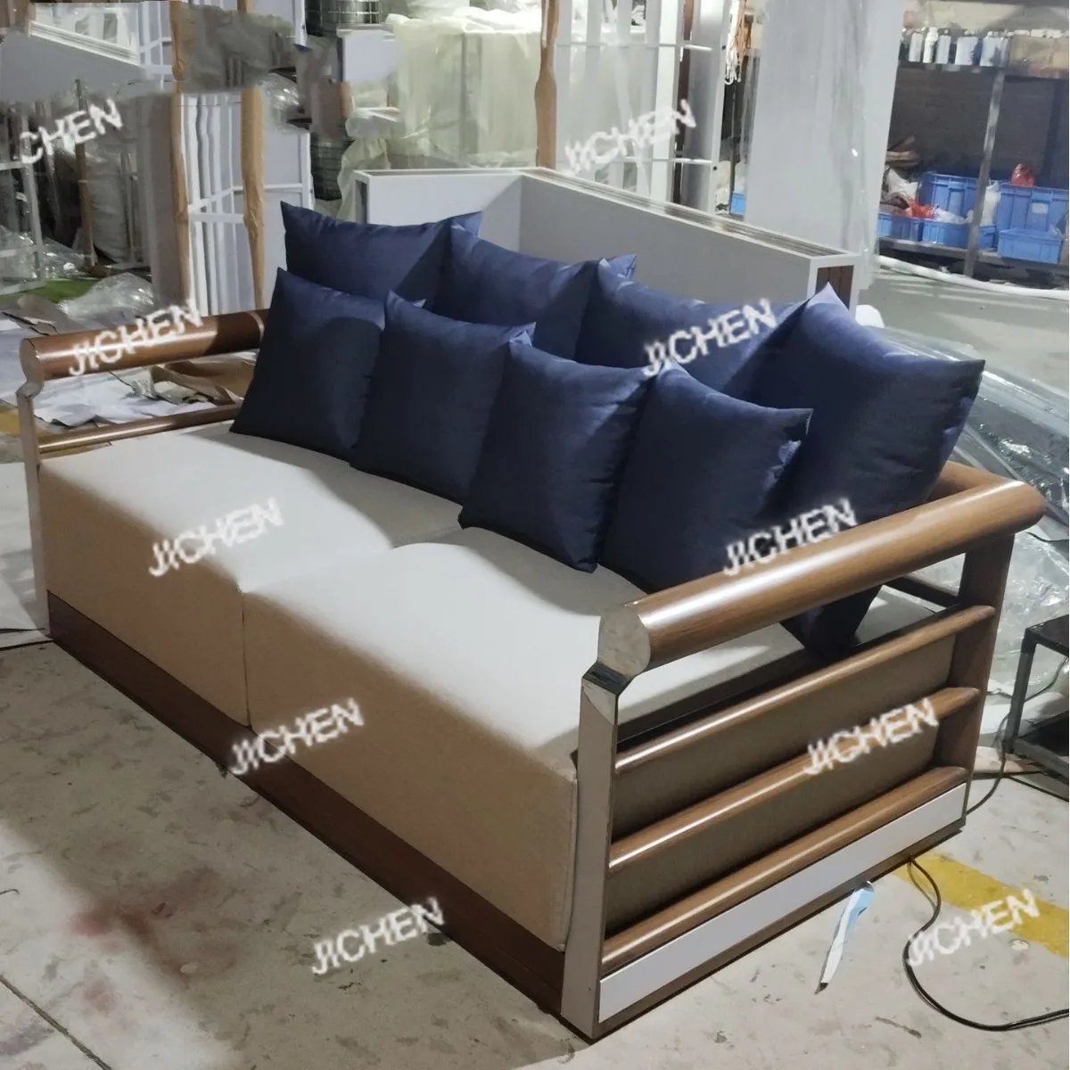 Modern simple outdoor plastic wood sofa villa courtyard garden dining set hotel aluminum alloy outdoor sofa