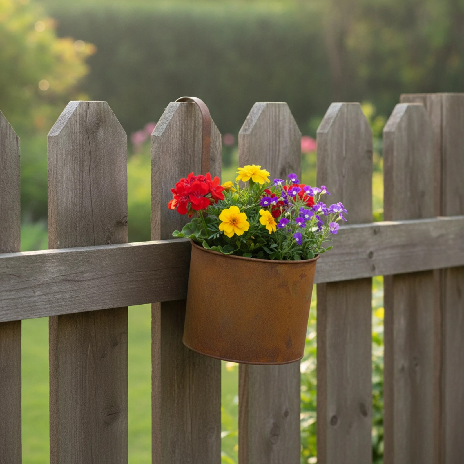 Planter with Hook Lightweight Cylindrical Metal Planter Hanging Flower Pot Multipurpose Container Rust-Resistant