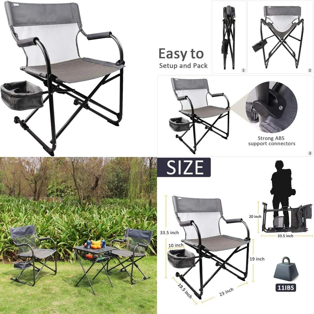 

camping chairHeavy Duty Foldable Camping Chair Portable Outdoor Lawn Chair for Hiking Beach Travel Lightweight Director Chair
