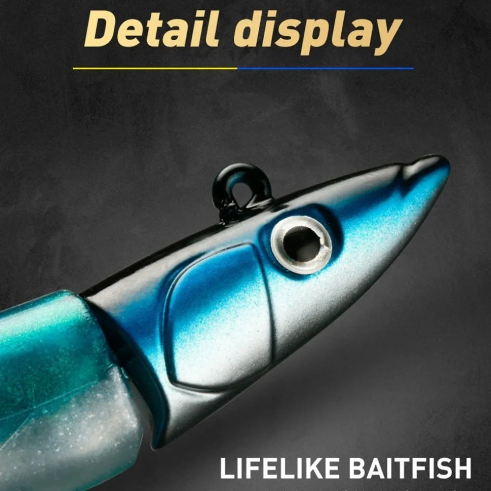 Señuelo de pesca de acero al carbono 2024 para anguila, lubina y bacalao, cebo artificial blando, cebo triple, cabeza de jig de plomo para pesca marina