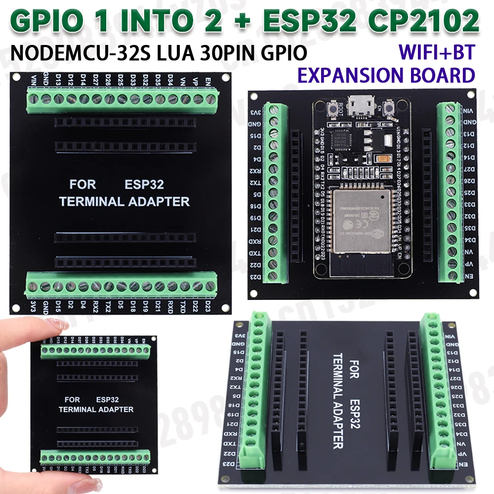 ESP32 Breakout Board CP2102 NodeMCU-32S Lua 30Pin GPIO 1 Into 2 WiFi and Bluetooth Development Board Low Power Module