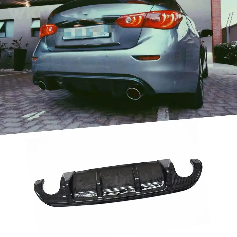 

High Quality ABS Carbon Fiber Look Car Rear Bumper Diffuser Lip Spoiler for Infiniti Q50 Base Sport 2014 - 2017 Car Styling