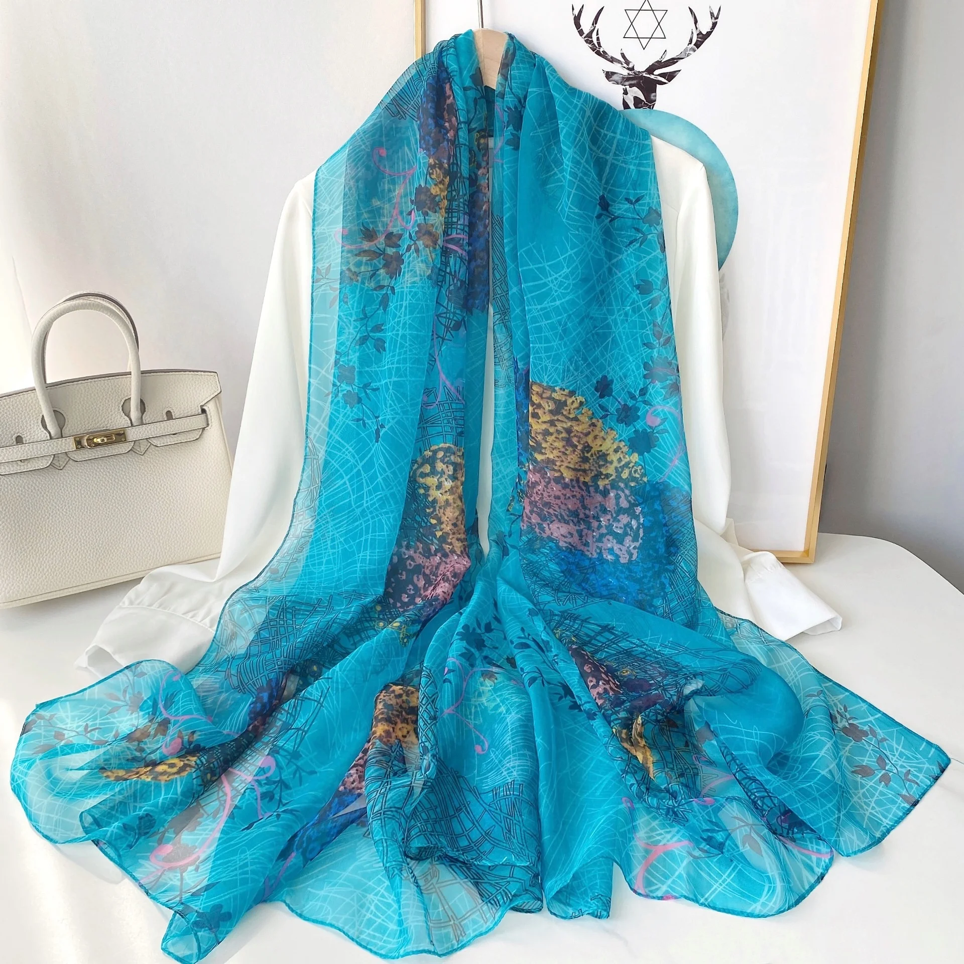 2023 Luxury Brand Women Fashion Scarf Plain Solid Silk Linen Shawls Scarves Summer Lady Bandanas Foulard Hijab