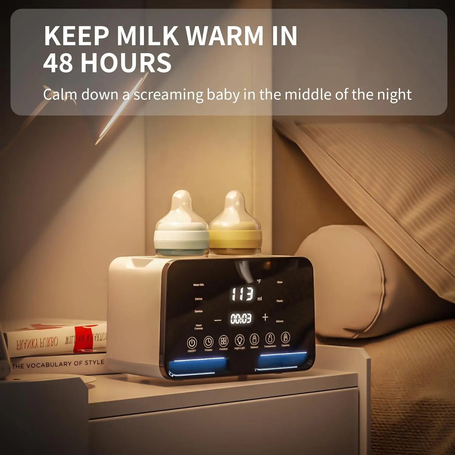 Dubbele fles Intelligente constante temperatuur Babymelkverwarmer Touchscreen 2-in-1 Melkverwarmer Flessensterilisator