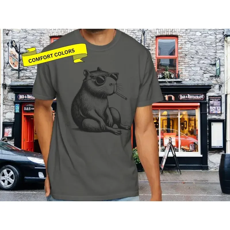 Capybara T Shirt Smoking Cigarette Cute Weirdcore Guiena Pig