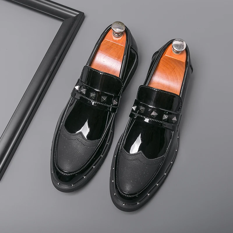 

Men Loafers PU Solid Color Low Heel Trendy Professional Classic Business Men Shoes Size 38-46