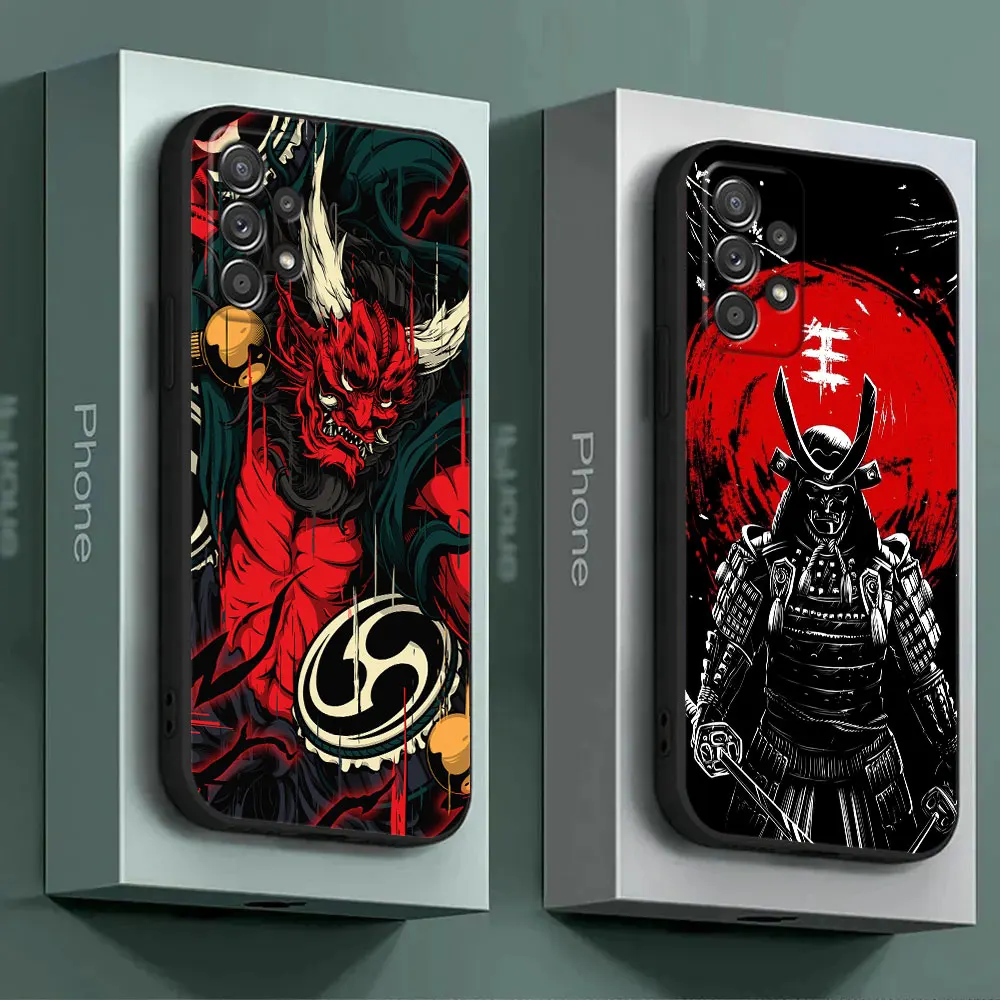 For Samsung Galaxy A55 Case A54 A52S A53 5G A51 A34 A35 A33 A32 A50 A72 A71 A7 A9 2018 Case Soft Cover Japan Samurai Demon Anime