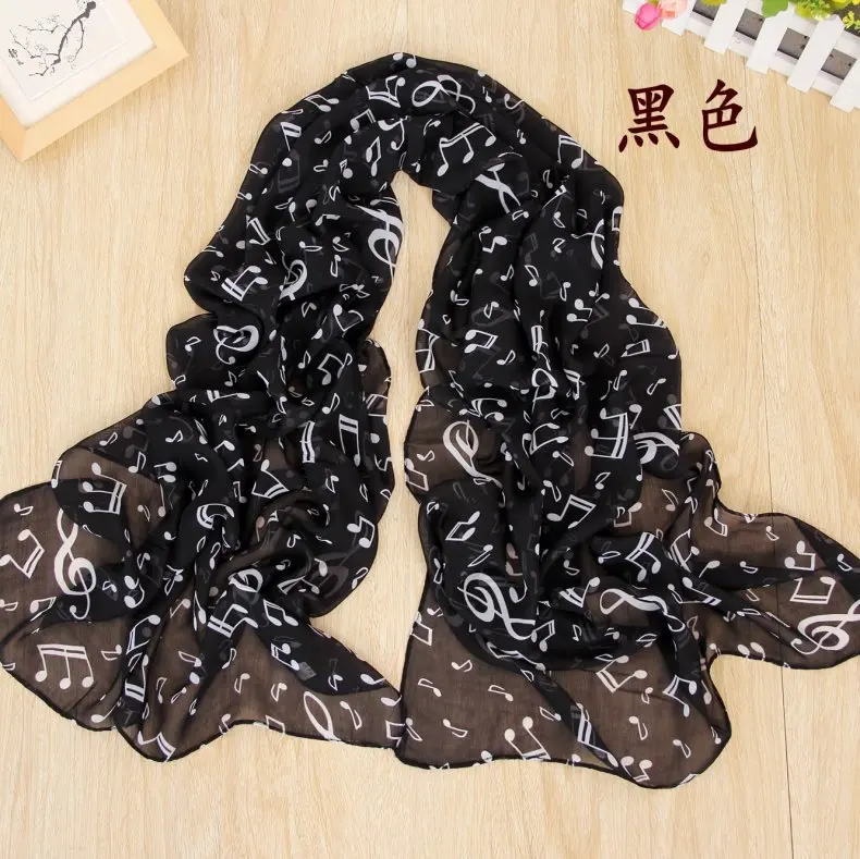 Damen 50 x 160 cm Schals mit Musiknoten-Aufdruck, Chiffon-Halstuch, weiche Schals, hochwertiges, fabelhaftes, elastisches Partygeschenk – Detail 2