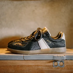 Maden New Vintage Black Silk Casual Sneakers Versatile Flat Shoes German Training Classic Shoes for Men's Autumn and Winter