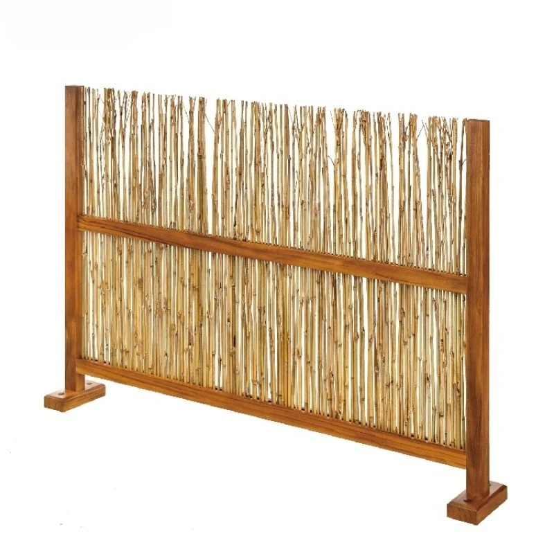 Chinese courtyard teak bamboo outdoor screen fence garden partition fence shadow wall