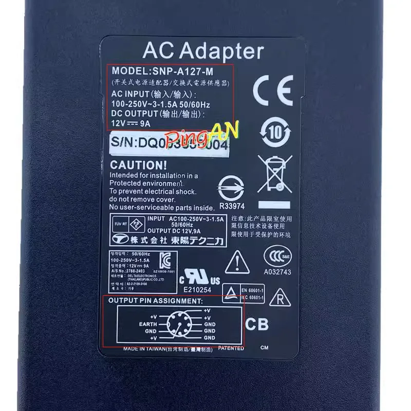 Original AC Adapter für BARCO SKynet SNP-A127-M Ladegerät 12V 9A 8pin Stecker Monitor Netzteil Original